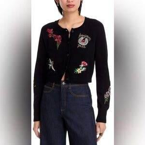 Cinq a Sept Amour Millie Embroidered Crop Cardigan